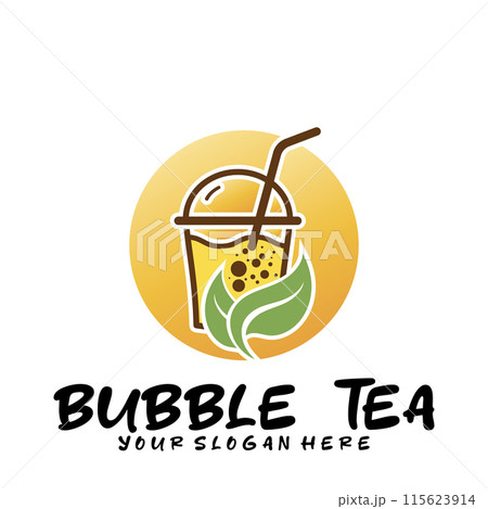 Bubble drink tea logo icon. 115623914