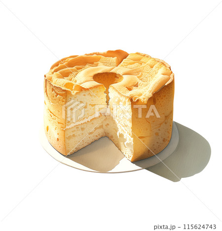 白背景にシフォンケーキの水彩イラスト 115624743