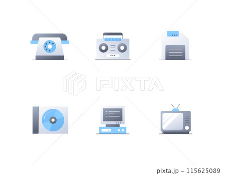 Outdated electronic devices - flat design style icons set 115625089