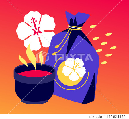 Tea with hibiscus - modern colored vector illustration Tea with hibiscus - modern colored vector illustration 115625152
