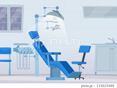 Dentist cabinet interior of dental clinic with chair 115625499