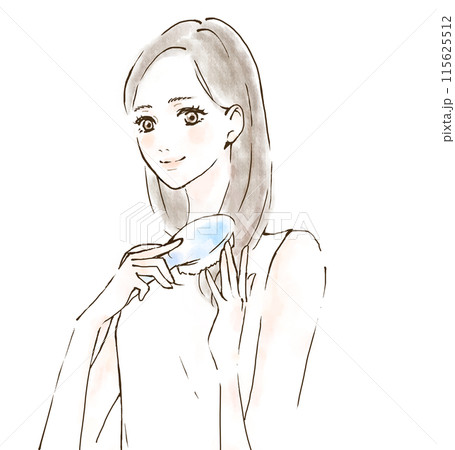 髪をくしでとかす女性 ヘアケアのイラスト 髪をくしでとかす女性 ヘアケアのイラスト 115625512