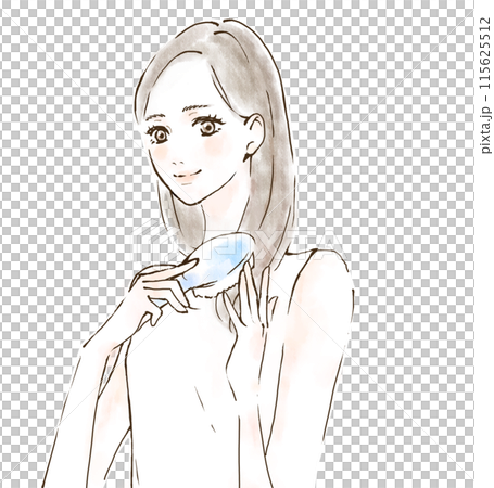 髪をくしでとかす女性 ヘアケアのイラスト 髪をくしでとかす女性 ヘアケアのイラスト 115625512