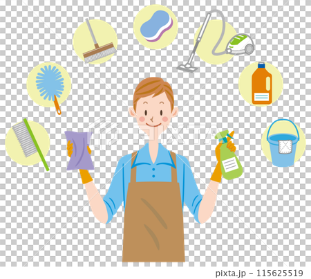 Cleaning husband, male, father, housework, cleaning tools 115625519