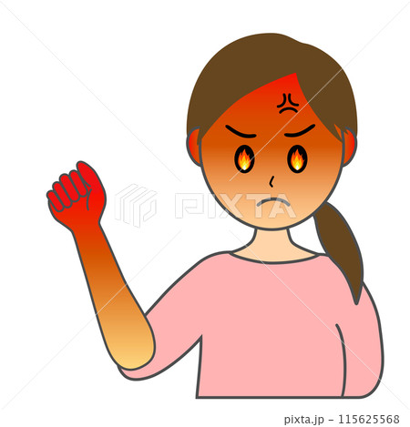 怒りで手を握りしめ激怒している日本人の女性主婦 115625568