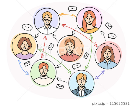 Smiling people communication on social network Smiling people communication on social network 115625581
