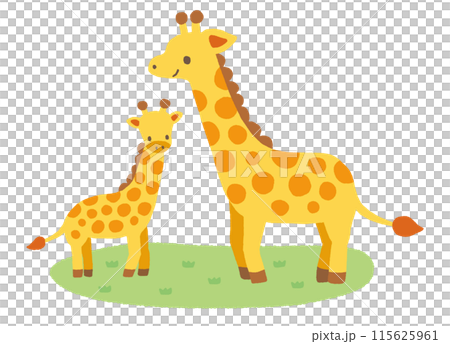鬆散的手繪長頸鹿父母和孩子 鬆散的手繪長頸鹿父母和孩子 115625961