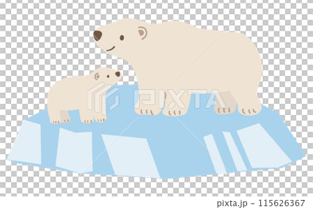 Loosely drawn polar bear parent and child 115626367