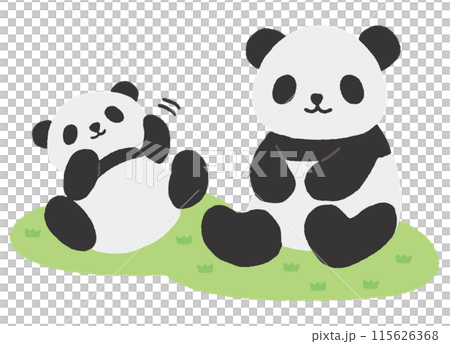Loosely hand-drawn panda parent and child 115626368