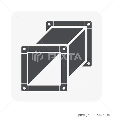 Square  straight duct vector icon, black silhouette. Square  straight duct vector icon, black silhouette. 115626930