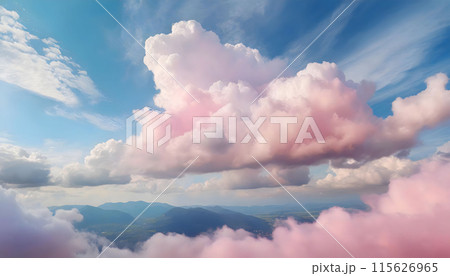 Dreamy Pastel Skies Enlighten the Day. Generative AI 115626965