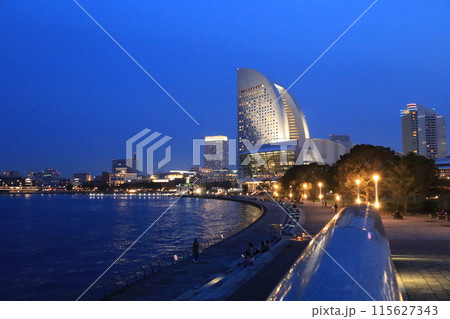横浜みなとみらい最大の緑地 臨港パークの夜景 横浜みなとみらい最大の緑地 臨港パークの夜景 115627343