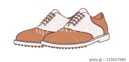 pair of traditional golf shoes color vector illustration 115627980