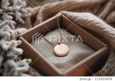 Elegant gold pendant in luxury gift box 115628009