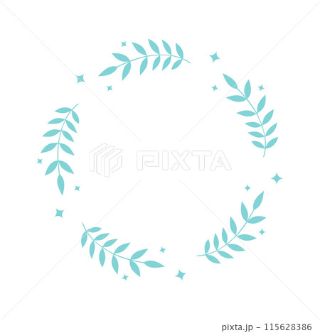 a simple green plant frame, round. Isolated on a white background a simple green plant frame, round. Isolated on a white background 115628386