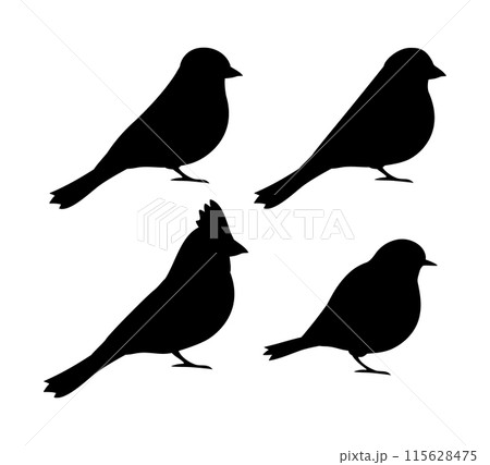 Vector set of flat small birds silhouette 115628475
