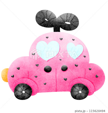 The car is winding in pink. 115628494