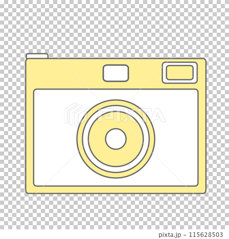 カメラアイコン。一眼レフカメラのシンプルな線画イラスト素材 115628503