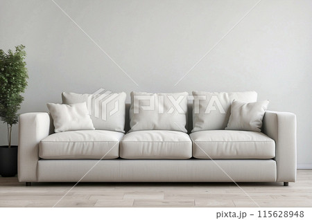 AI content. sofa in empty white room with a little bit tree. 115628948