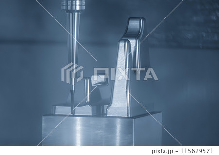 The CNC milling machine cutting  mold part by solid ball end mill tool. 115629571