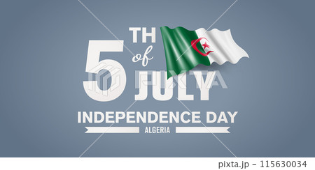 Algeria happy independence day greeting card, banner with template text vector illustration Algeria happy independence day greeting card, banner with template text vector illustration 115630034