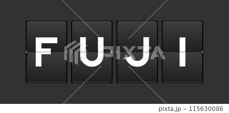 Black color analog flip board with word fuji on gray background 115630086