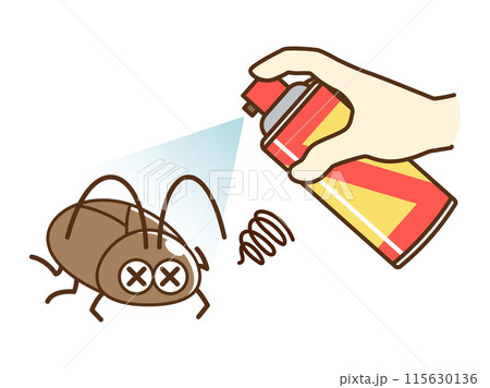 殺虫剤を噴射するイラスト_ゴキブリのイラスト素材 [115630136] - PIXTA