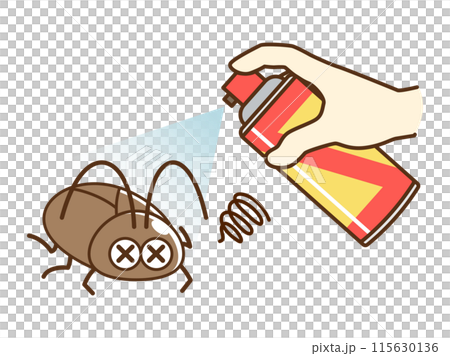 殺虫剤を噴射するイラスト_ゴキブリのイラスト素材 [115630136] - PIXTA