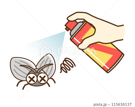殺虫剤を噴射するイラスト_コバエ 115630137