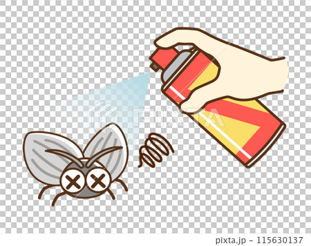 殺虫剤を噴射するイラスト_コバエ 115630137
