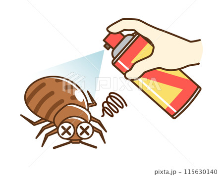 殺虫剤を噴射するイラスト_トコジラミ 115630140