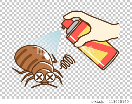 殺虫剤を噴射するイラスト_トコジラミ 115630140