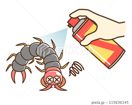 殺虫剤を噴射するイラスト_ムカデ 115630145