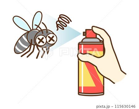 殺虫剤を噴射するイラスト_蚊 殺虫剤を噴射するイラスト_蚊 115630146