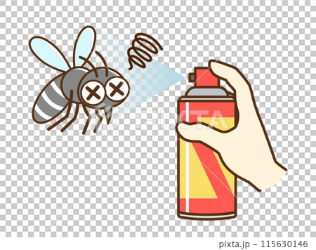 殺虫剤を噴射するイラスト_蚊 殺虫剤を噴射するイラスト_蚊 115630146