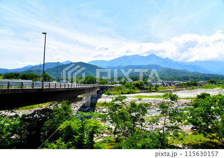 釜無川橋／釜無川付近より武川町方面を望む(山梨県北杜市)【2024.6】 115630157