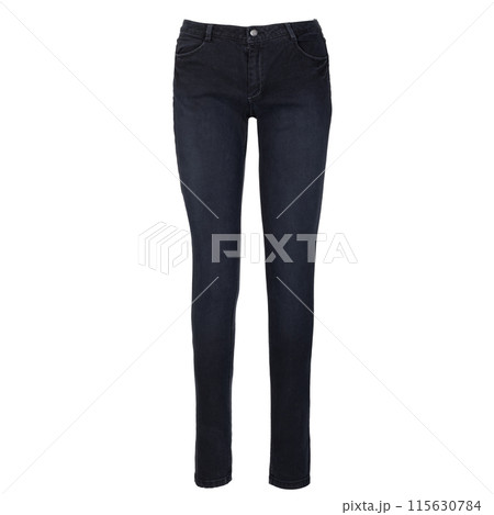 Front View of Classic Dark Blue Jeans 115630784