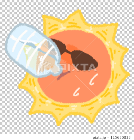 The sun staggering around, drinking water from a plastic bottle The sun staggering around, drinking water from a plastic bottle 115630833