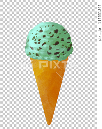 コーンに入ったチョコミントアイスクリーム 115631845