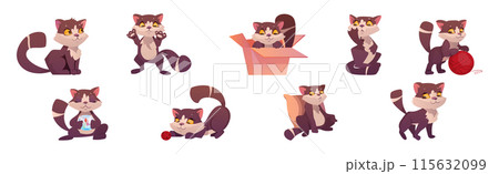 Funny Cat with Cute Snout as Domestic Pet Vector Set 115632099