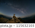 石鎚山天狗岳の背後に天の川 115632103