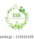 Sustainability development, ESG, green energy, sustainable industry, ecological production concept banner. Environmental, Social, Corporate Governance 115632104