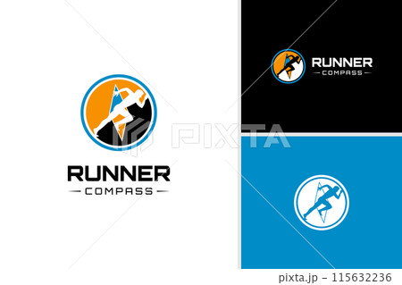 Vector runner compass logo design templateのイラスト素材 [115632236] - PIXTA