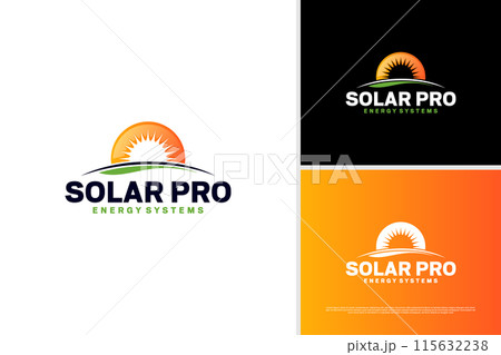 Vector solar panel energy logo design template 115632238