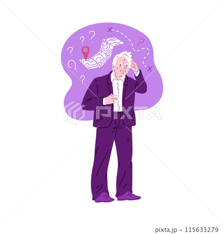 Old man suffers from Alzheimer's disease. 115633279