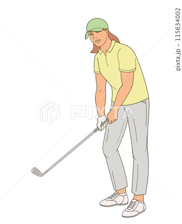 golf player  female character with club 115634002
