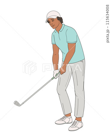 golf player African American female character with club golf player African American female character with club 115634008