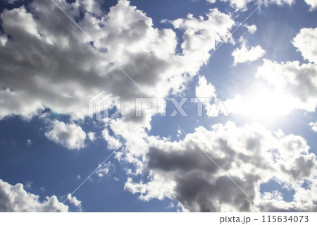 a clouds in the blue sky. Light. Sun light. God light 115634073