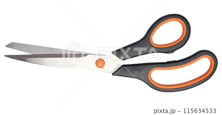 Scissors with plastic handle on isolated background 115634533