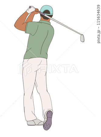 golf player African American male character with club 115634639